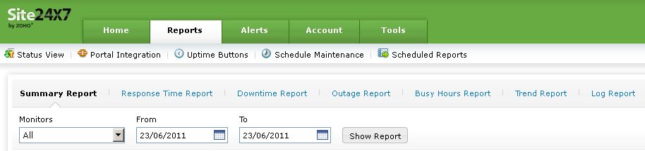 Site24x7 Reports Types