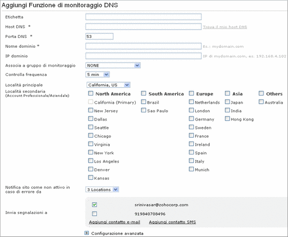 Monitoraggio Server DNS