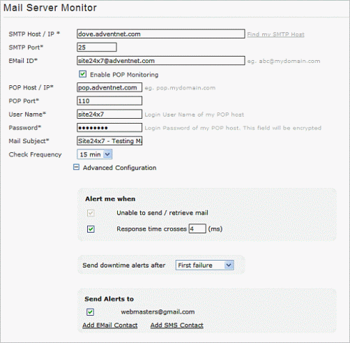 Monitor your mail servers with Site24x7