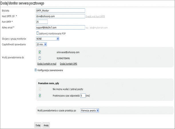 Monitorowanie serwera pocztowego