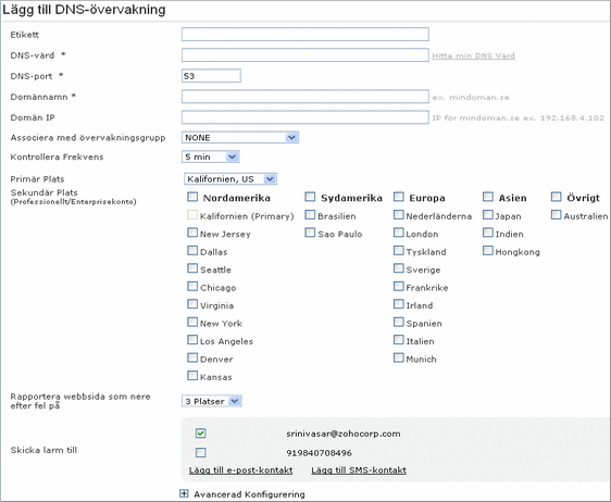 DNS server &ouml;vervakning