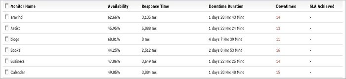 Website uptime and performance reports