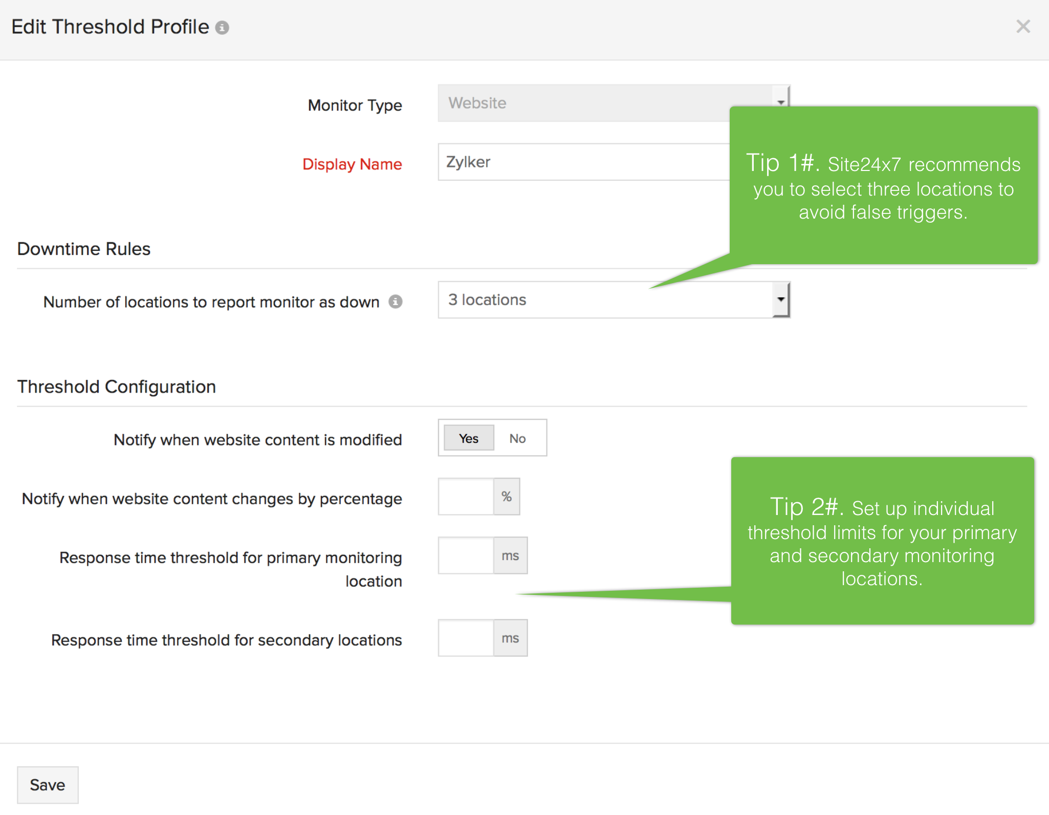 Site24x7 Threshold Profile