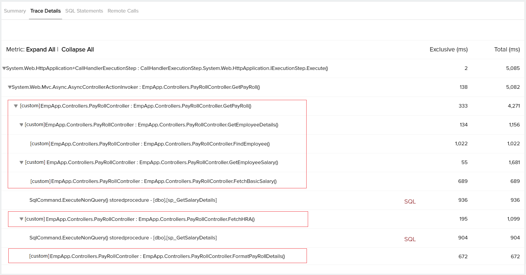 APM Insight - Trace details