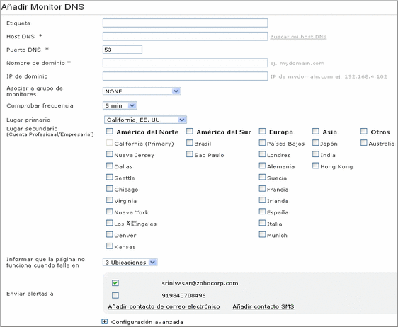 Monitorizaci&oacute;n de Servidores DNS