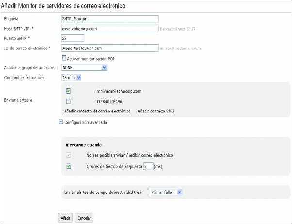 Monitorización de Servidores de Email