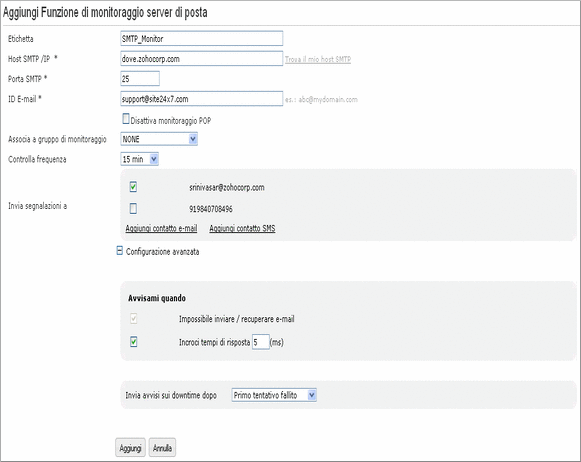 Monitoraggio di Server di Posta